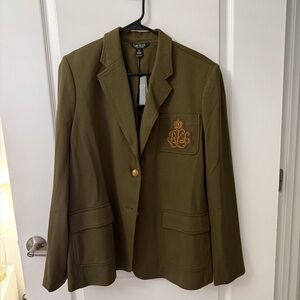 Ralph Lauren Olive Green Crest Patch Blazer